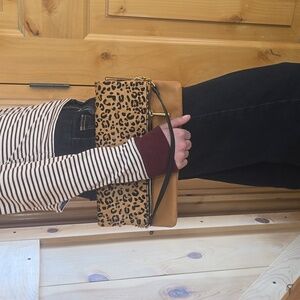 Fossil Leopard Print Tan Clutch